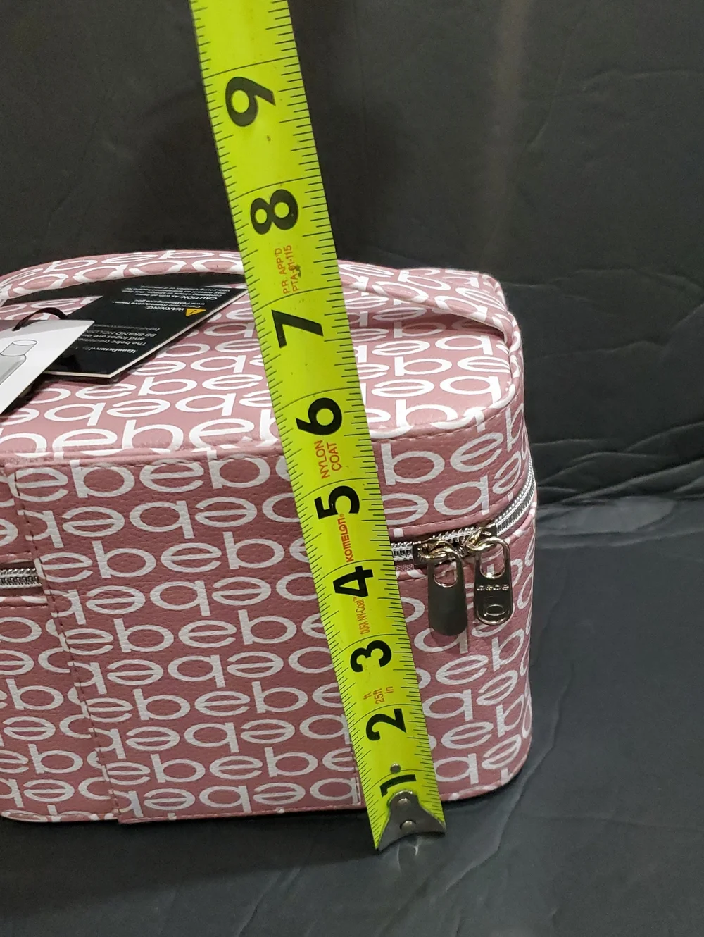 Bebe blush monogram small cosmetics hard train case with 2 toiletry bottles